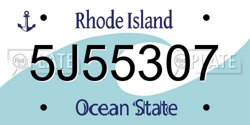 5J55307 Rhode Island License Plate