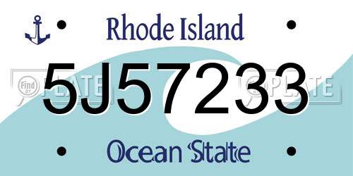 5J57233 Rhode Island License Plate