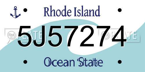 5J57274 Rhode Island License Plate
