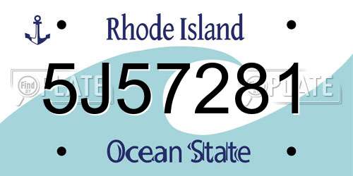 5J57281 Rhode Island License Plate