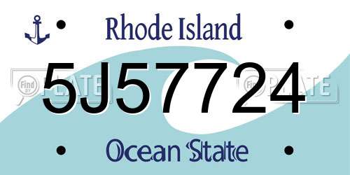 5J57724 Rhode Island License Plate