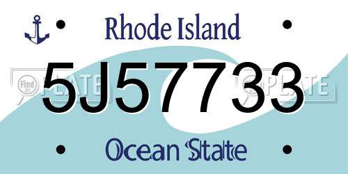 5J57733 Rhode Island License Plate