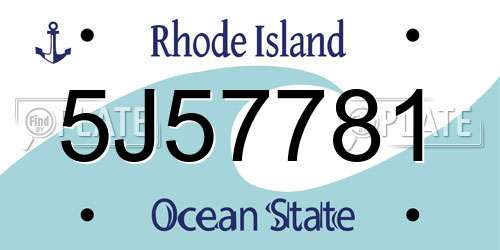 5J57781 Rhode Island License Plate
