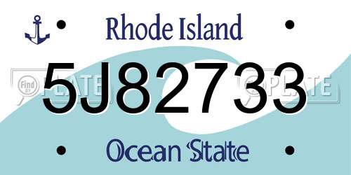 5J82733 Rhode Island License Plate