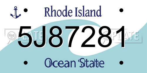 5J87281 Rhode Island License Plate