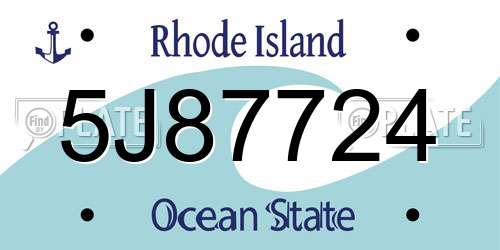 5J87724 Rhode Island License Plate