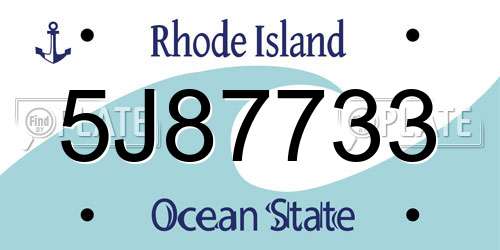 5J87733 Rhode Island License Plate