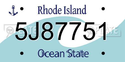 5J87751 Rhode Island License Plate