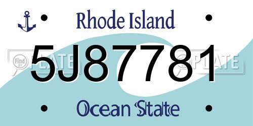 5J87781 Rhode Island License Plate