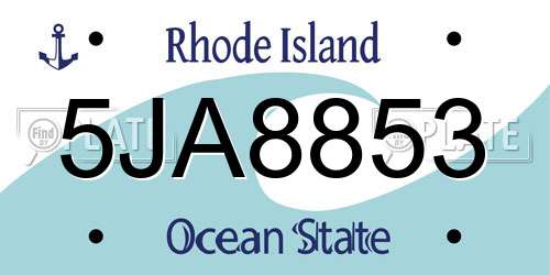 5JA8853 Rhode Island License Plate