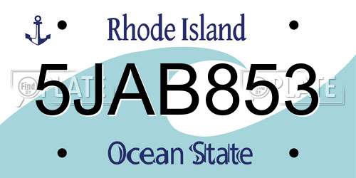 5JAB853 Rhode Island License Plate