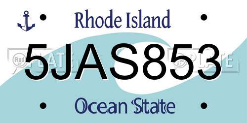 5JAS853 Rhode Island License Plate