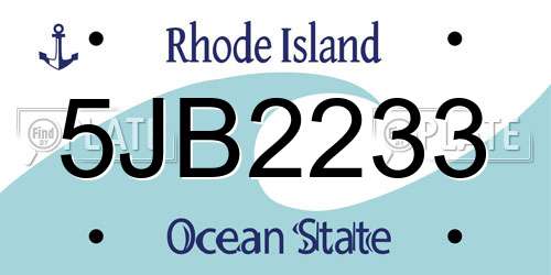 5JB2233 Rhode Island License Plate
