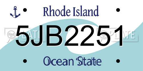 5JB2251 Rhode Island License Plate