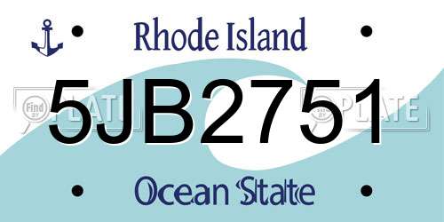 5JB2751 Rhode Island License Plate