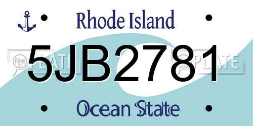 5JB2781 Rhode Island License Plate