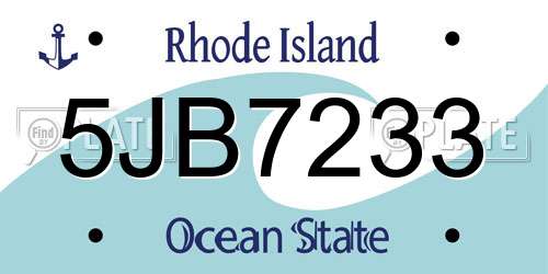 5JB7233 Rhode Island License Plate