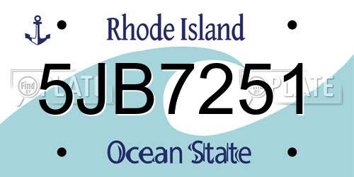 5JB7251 Rhode Island License Plate