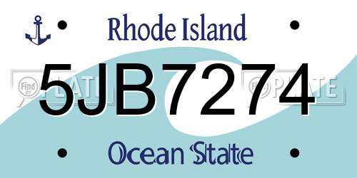 5JB7274 Rhode Island License Plate