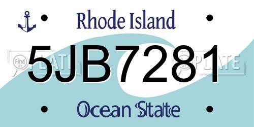 5JB7281 Rhode Island License Plate