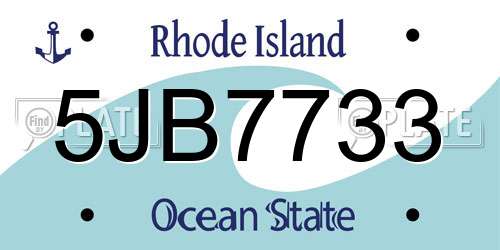 5JB7733 Rhode Island License Plate