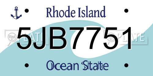 5JB7751 Rhode Island License Plate