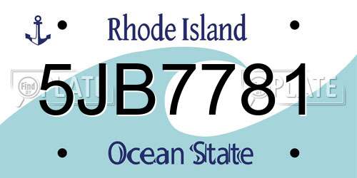 5JB7781 Rhode Island License Plate
