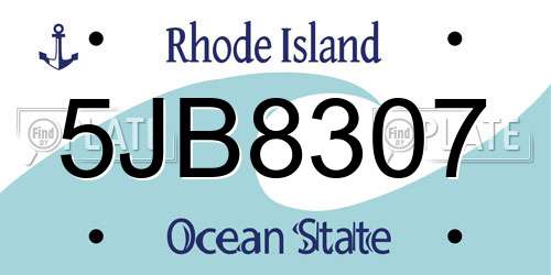 5JB8307 Rhode Island License Plate