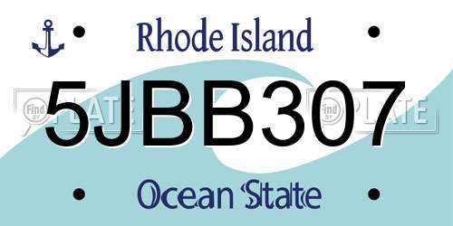 5JBB307 Rhode Island License Plate