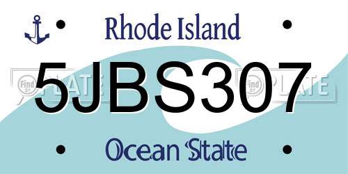 5JBS307 Rhode Island License Plate