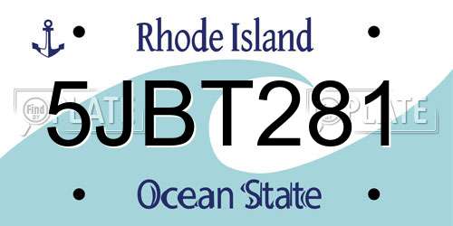 5JBT281 Rhode Island License Plate