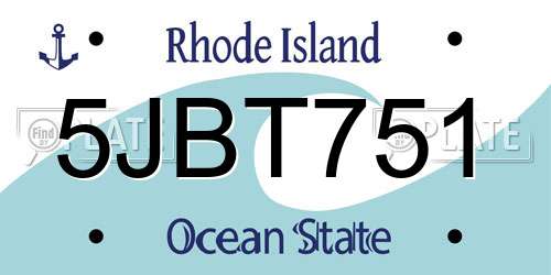 5JBT751 Rhode Island License Plate
