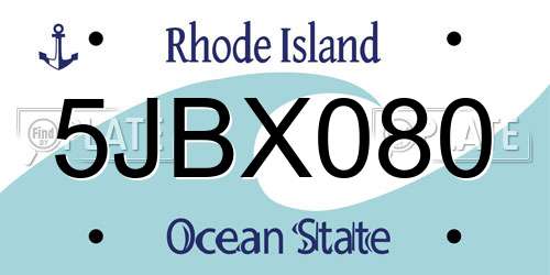 5JBX080 Rhode Island License Plate