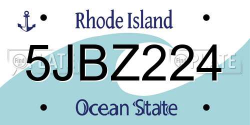 5JBZ224 Rhode Island License Plate