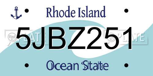 5JBZ251 Rhode Island License Plate