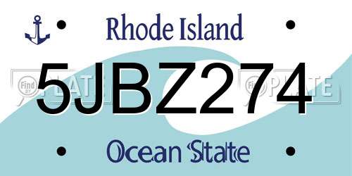 5JBZ274 Rhode Island License Plate