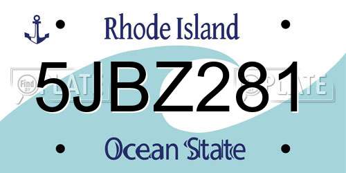 5JBZ281 Rhode Island License Plate