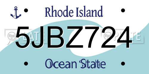 5JBZ724 Rhode Island License Plate