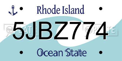 5JBZ774 Rhode Island License Plate
