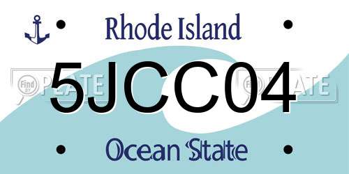 5JCC04 Rhode Island License Plate