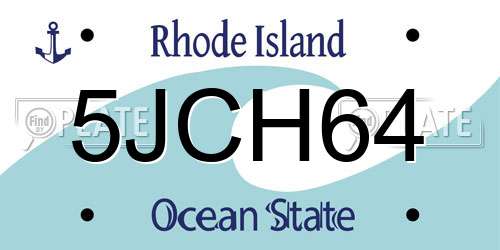 5JCH64 Rhode Island License Plate