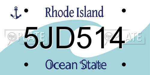5JD514 Rhode Island License Plate