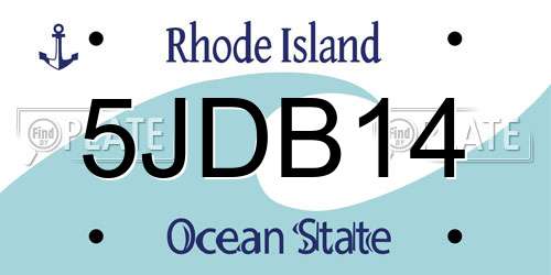 5JDB14 Rhode Island License Plate