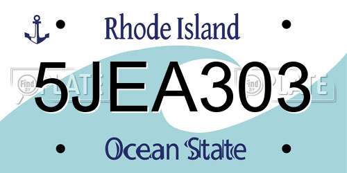 5JEA303 Rhode Island License Plate