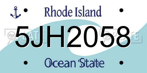 5JH2058 Rhode Island License Plate