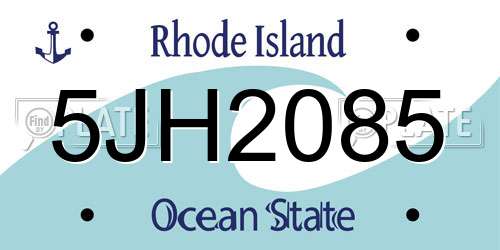 5JH2085 Rhode Island License Plate