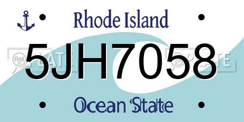 5JH7058 Rhode Island License Plate