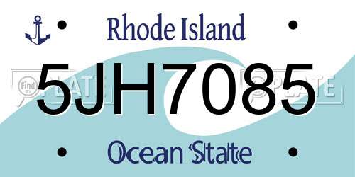 5JH7085 Rhode Island License Plate
