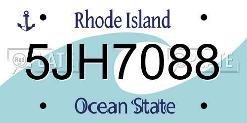 5JH7088 Rhode Island License Plate