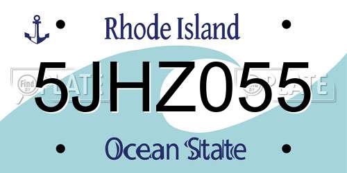 5JHZ055 Rhode Island License Plate